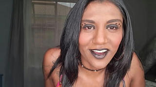 Desi slut wearing black lipstick wants her lips and tongue rapped around your dick and taste your lips | close up | fetish